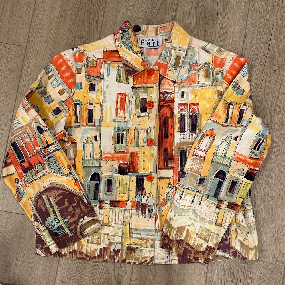 Keren Hart Vintage Multicolor Art Print Jacket